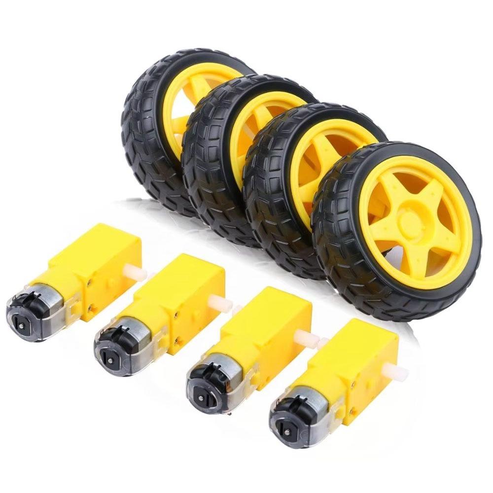 Magnetic DC Electric Motor Yellow Dual Shaft Gear Motor TT Motor Tire Wheel  Arduino Smart Car