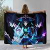 Classic Game Genshin Impact Cartoon Flannel Blanket,Ultra Soft Warm Plush Throw for Home Bedroom Bed Sofa Cover Office Camping
