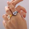 European & American Retro Demon Eye Heart Ring: 18K Gold Plated Titanium Steel with Colorful Drip Oil – A Unique Luxury Statement Piece.