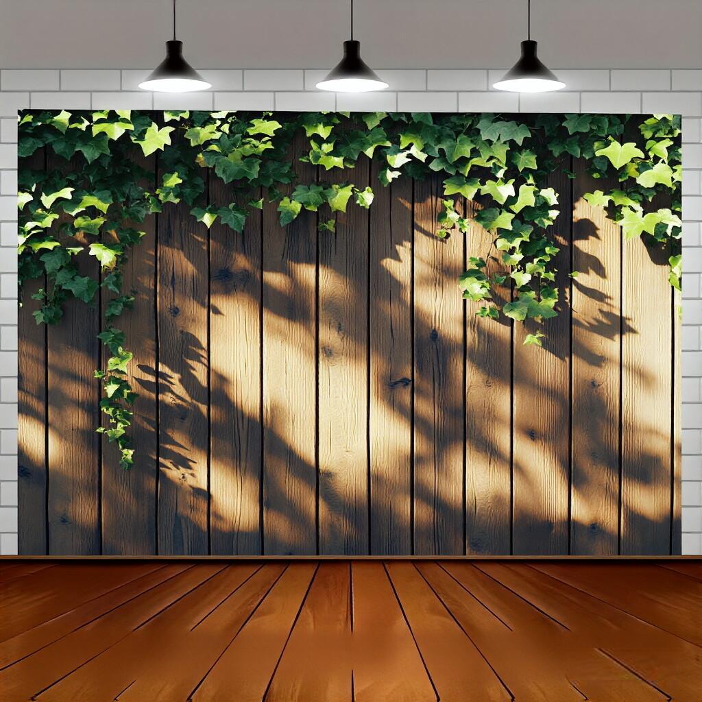 Garden Mori Background Cloth Outdoor Wooden Fence Green Plants Rose Party Photography Background Cloth