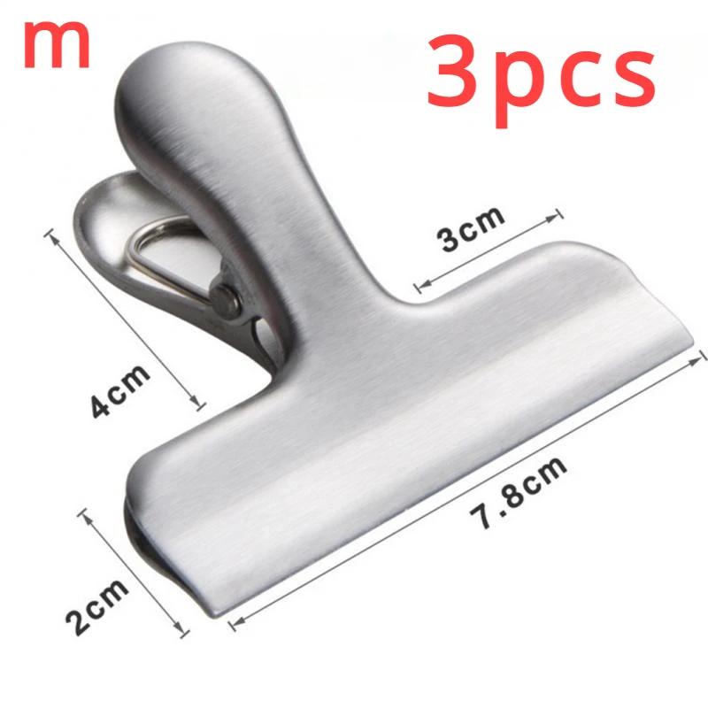 1/3pcs Stainless Steel Bag Clipsf For Food Heavy Duty Metal Silver Food Clips Office Paper Clamps Air Tight Seal Snack Clips