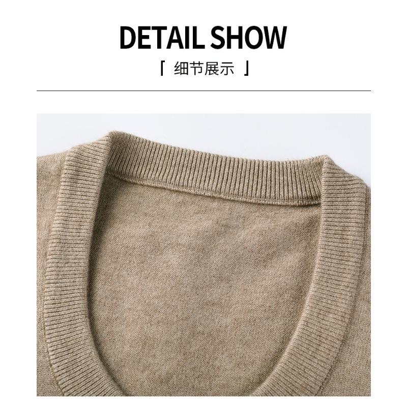 Men Winter Thickened V Neck Long Sleeve Pullover Knitted Sweater Base Layer