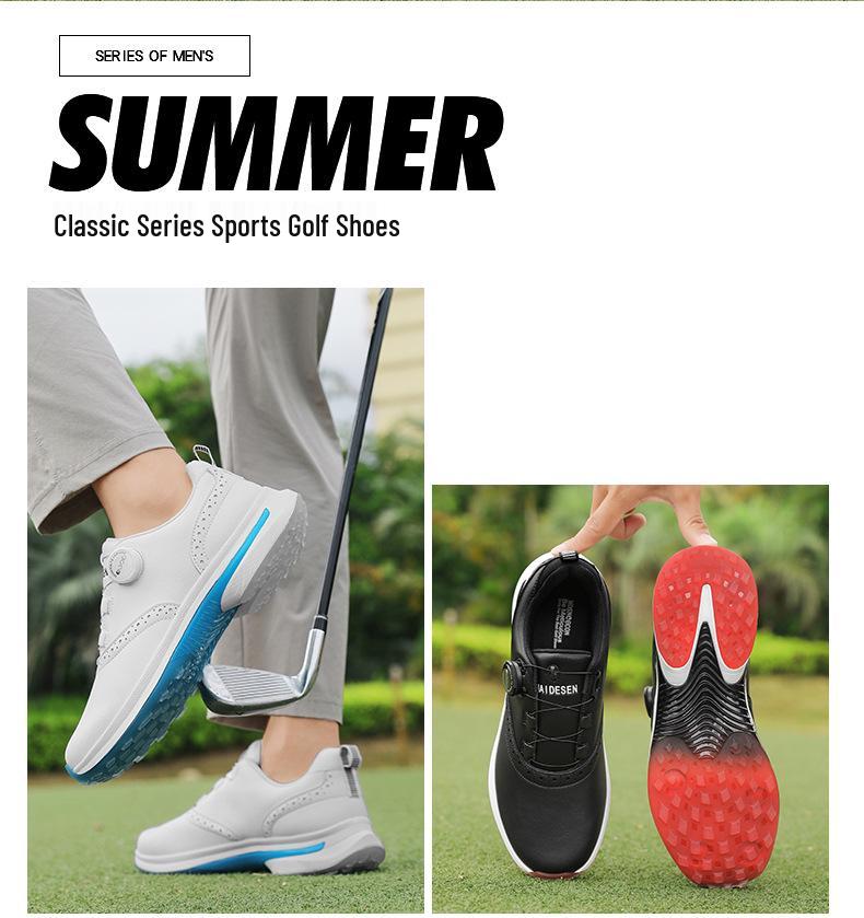 Men's Breathable Non-Slip Golf Shoes with Rotary Buckle for Spring/Summer