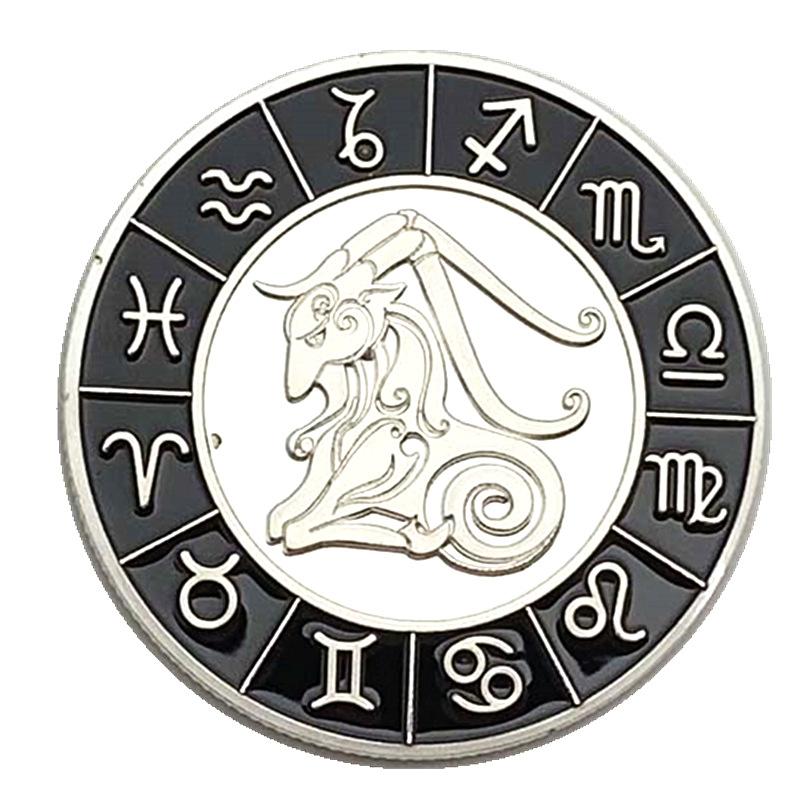 European and American Zodiac Signs, Diamond Encrusted Coins, Silver Plated, Pisces Commemorative Coins, Collectibles, Tarot Love Coins, Coins