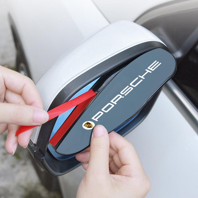 2Pcs Car Rear View Side Mirror Rain Board Sun Visor Eyebrow Guard For Porsche 911 918Spyder 928 944 968 Boxster Cayenne Macan Panamera