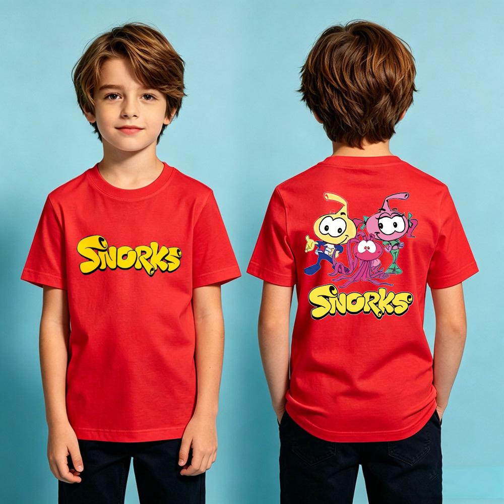 Snorks Cartoon Graphic Printed TShirt Boys and Girls Casual T-shirt Kids Summer Polyester Short Sleeve Daily Life Children Shirt