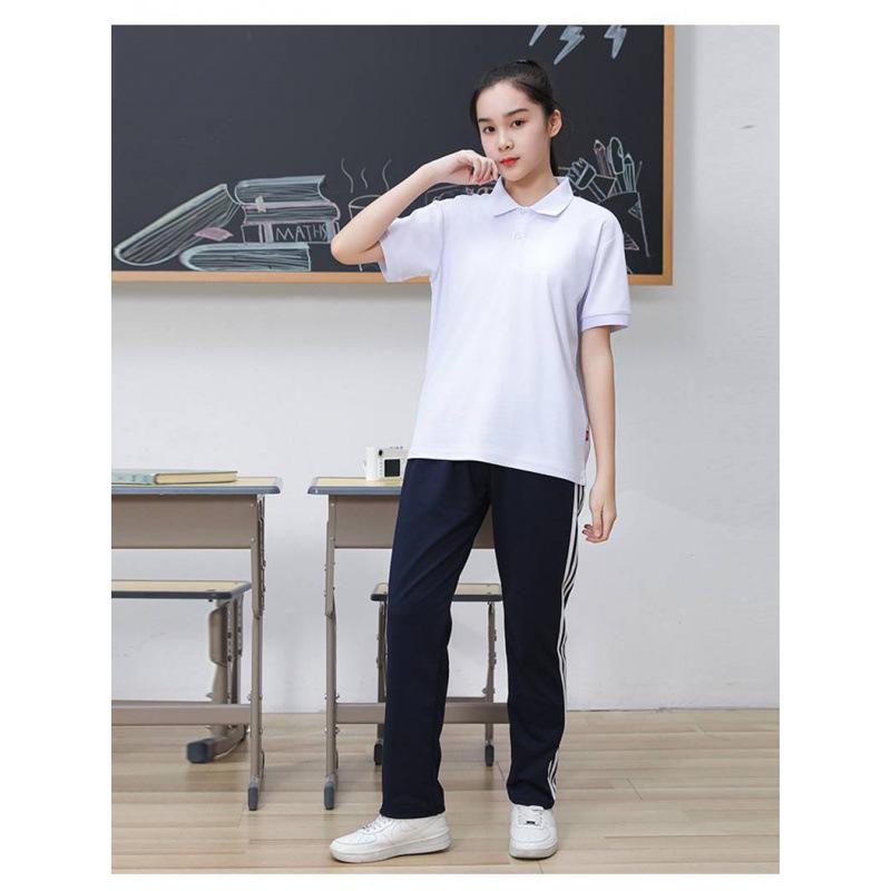 Summer Short Sleeve School Uniform T-shirt Set for Middle and High School Students - Boys and Girls Sportswear