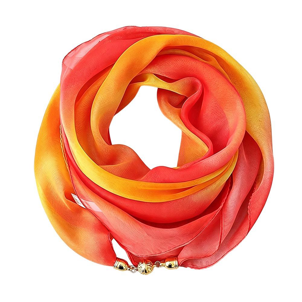 63*63cm Gradient Rainbow Magnetic Buckle Scarf Summer Neck Scarf New Neckerchief  Women 1