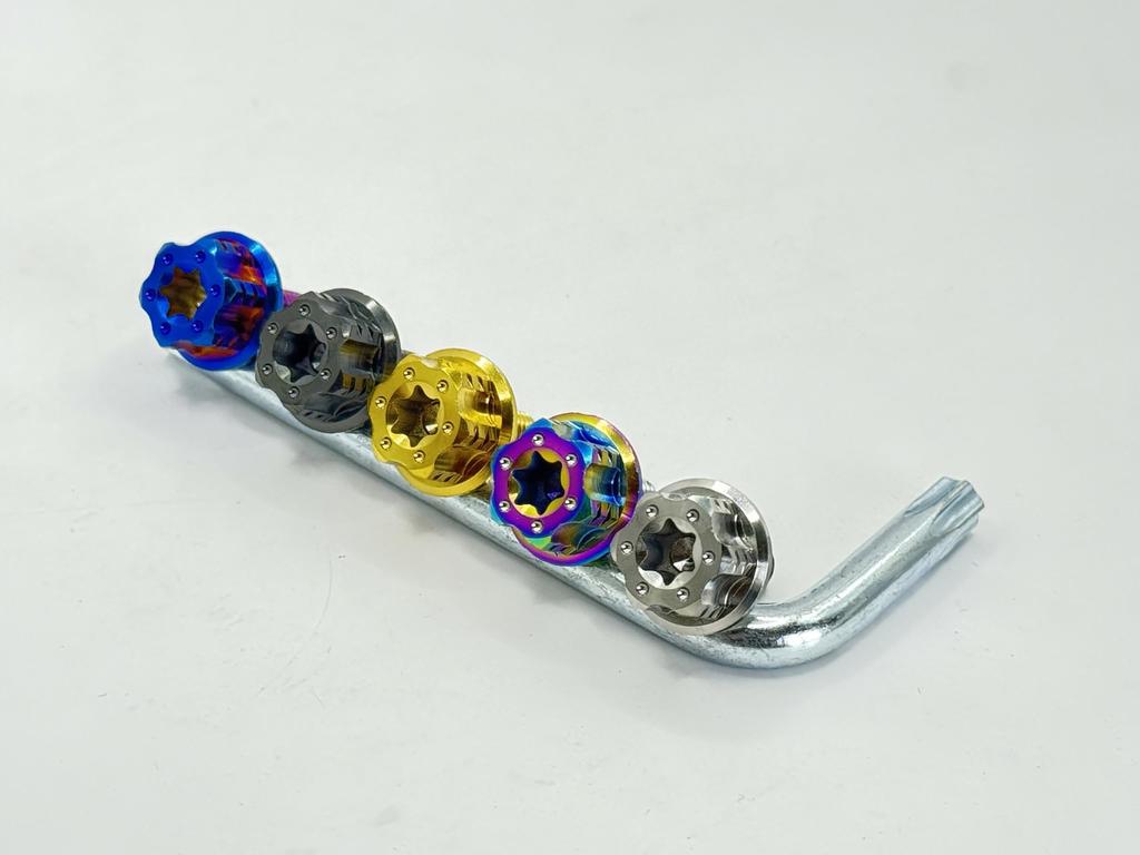 Kuroobaa Titanium Car License Plate Bolts Anti-Theft Screws with L Wrench M6*15mm Set of 4 (Rainbow)
