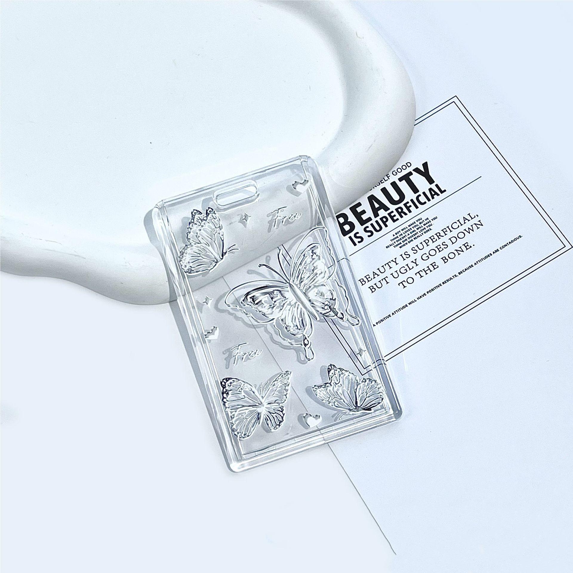 

Butterfly Card Holder Stylish Transparent Card Sleeve Protective Card Cover Clear For Transit Pass