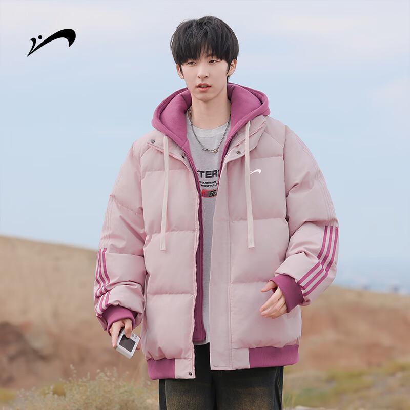 Guirenniao Men's Faux Two-Piece Hooded Padded Winter Jacket