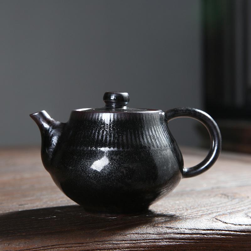 

280ml Kiln Change Starry Sky Black Temmoku Change Teapot Elegant Tea Infuser Pot Tea Soaking Kettle With Filter Teaset Ornaments