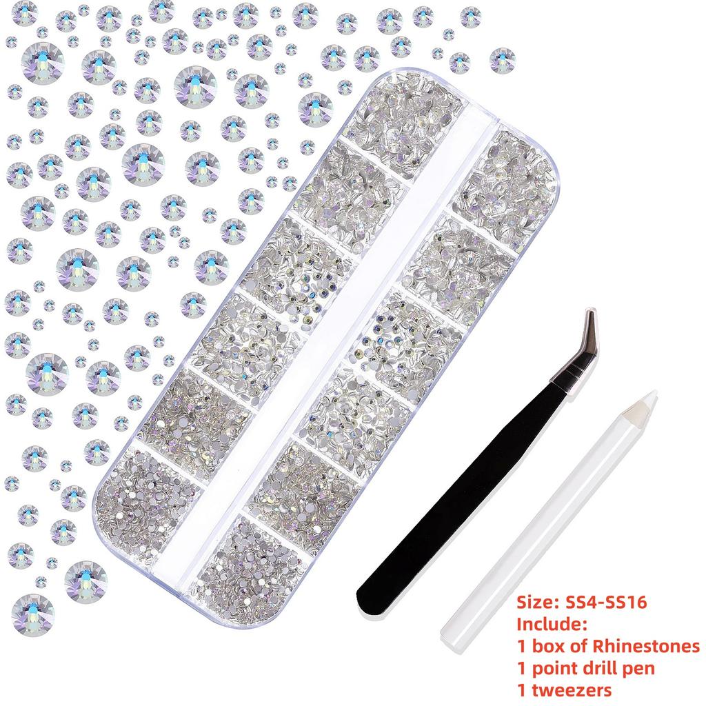 1 Box Luxus Glänzende Diamant Nagelkunst Strasssteine Stein Strass Glas 3D Nägel Zubehör Schmuck AB/Bunt Hotfix Maniküre Dekorationen#