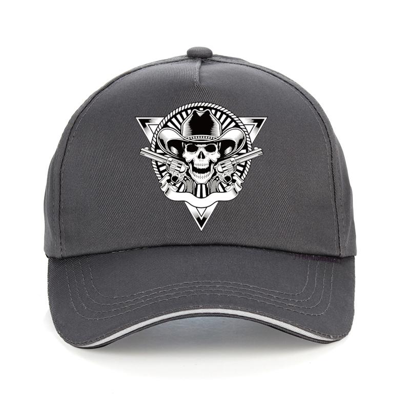 Double Gun Skull Men'S Baseball Cap Punk Style 3D Print Rock Skull Men Cowboy Hat Outdoor Casual Adjustable Snapback Hats Bone