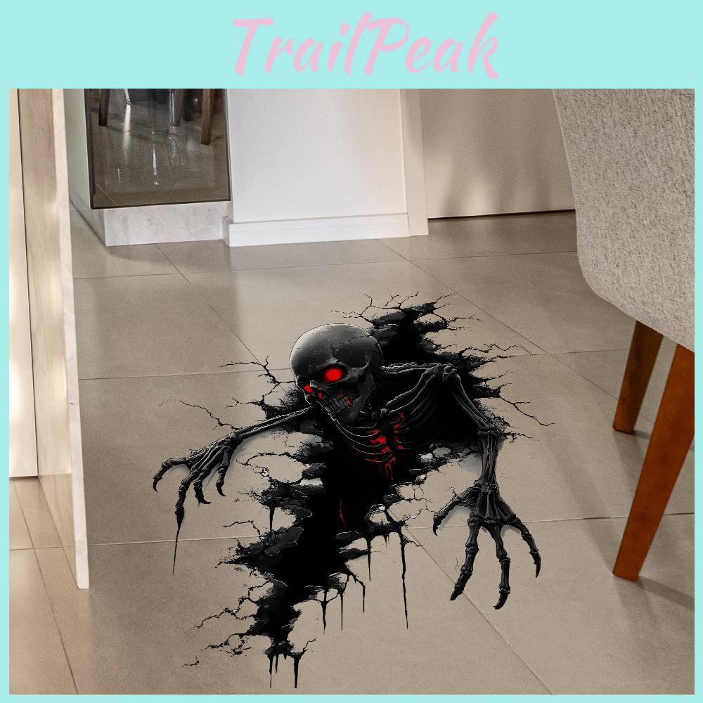 Scary Halloween Broken Wall Skeleton Office Living Room Home Decor Stickers