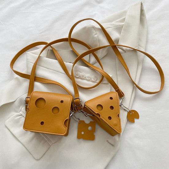 Bolso Bandolera de Bloque de Queso Lindo Triángulo Cuadrado Cartera de Queso Bolso Pequeño Bandolera con Correa Ajustable para Monedas Llaves Pintalabios