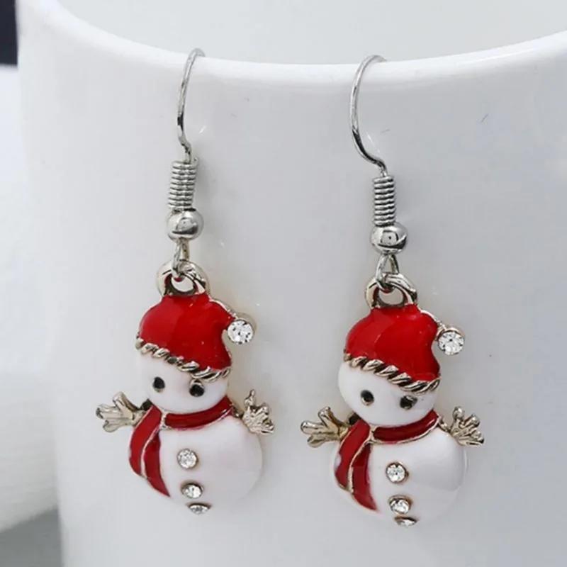 Christmas Happy Hat Snowman Earrings Drop Cartoon Decoration Jewelry for Women Girls Teens Kids Charms Gift