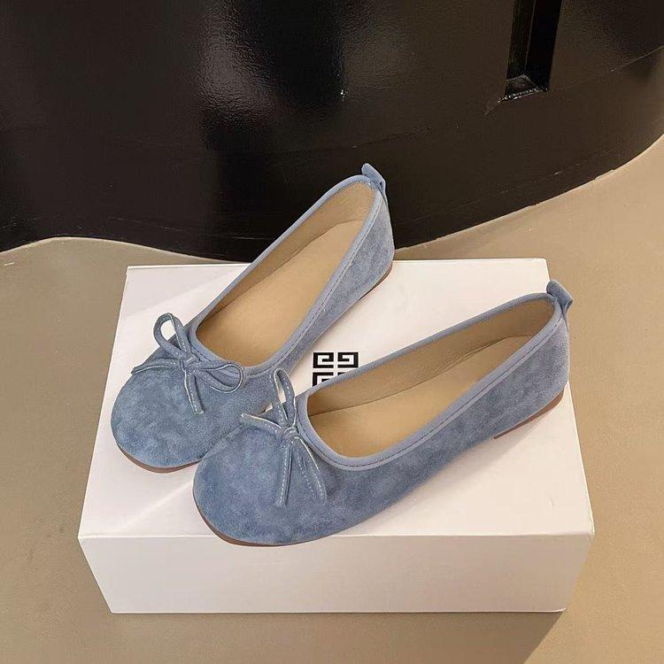 French Bow Round Head Ballet Shoes Fairy Shoes Flat Gentle Evening Shoes Autumn New Women's Small Single Shoes