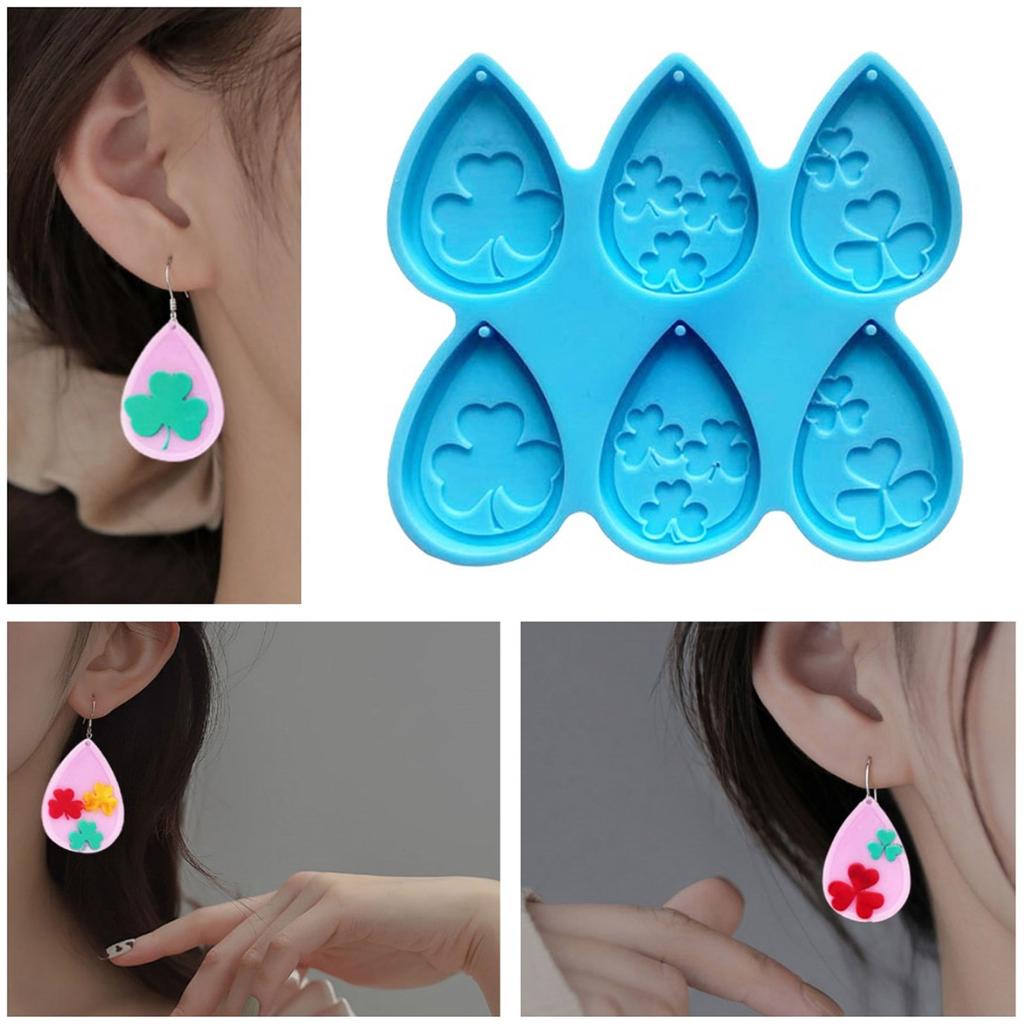 Jewelry Casting Molds Silicone Pendant Resin Molds Clover Waterdrop Epoxy Resin Mold for Earrings Necklace Keychain Mold