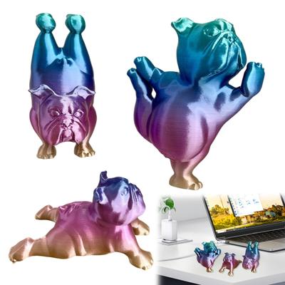 3D-gedruckte Yoga-Bulldog-Figur, Hundestatue, Tierskulptur, Home-Office, Bücherregal, Schreibtischdekoration, Ornament, Geschenke für Hundeliebhaber