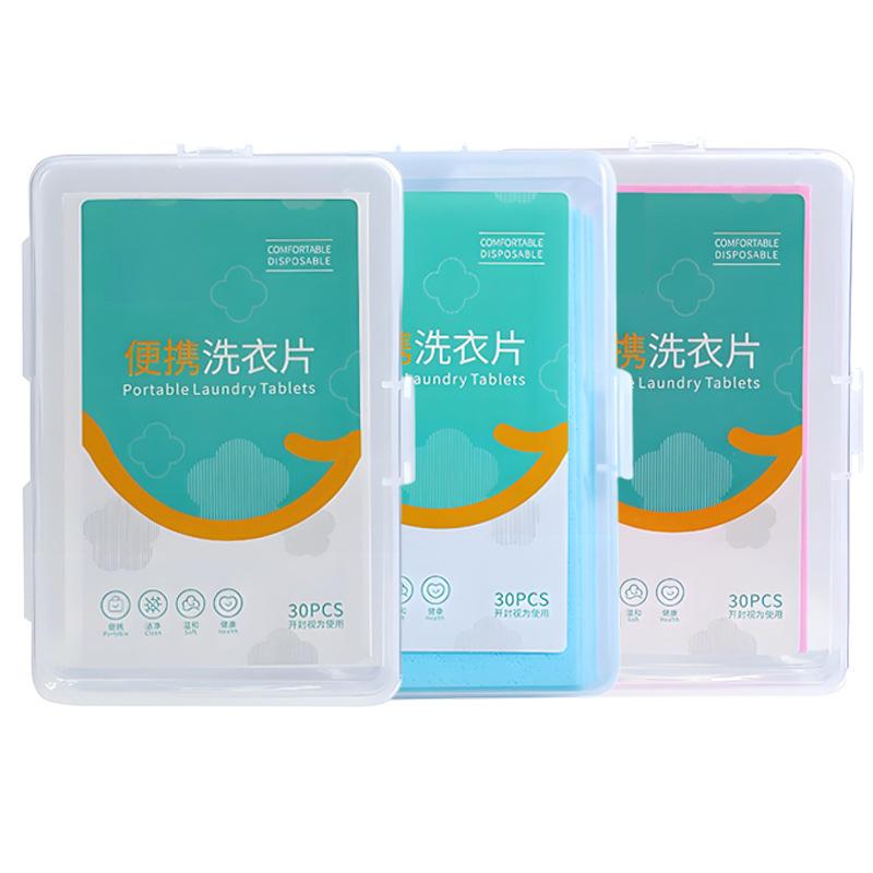 Tragbare Box-Waschtabletten Waschmittel-Blattpapier Konzentrierte Waschtabletten Dekontamination Duftende Wäschereinigungstabletten Waschpulver