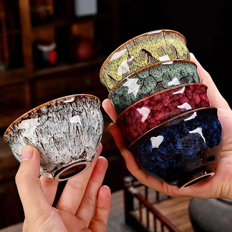 Keramisches Kung-Fu-Teeset Fünf Elemente Tasse Chinesische Meistertasse Mit Einfallsreichtum gefertigt Keramiktasse Teetasse Set Haushaltsgeschenk