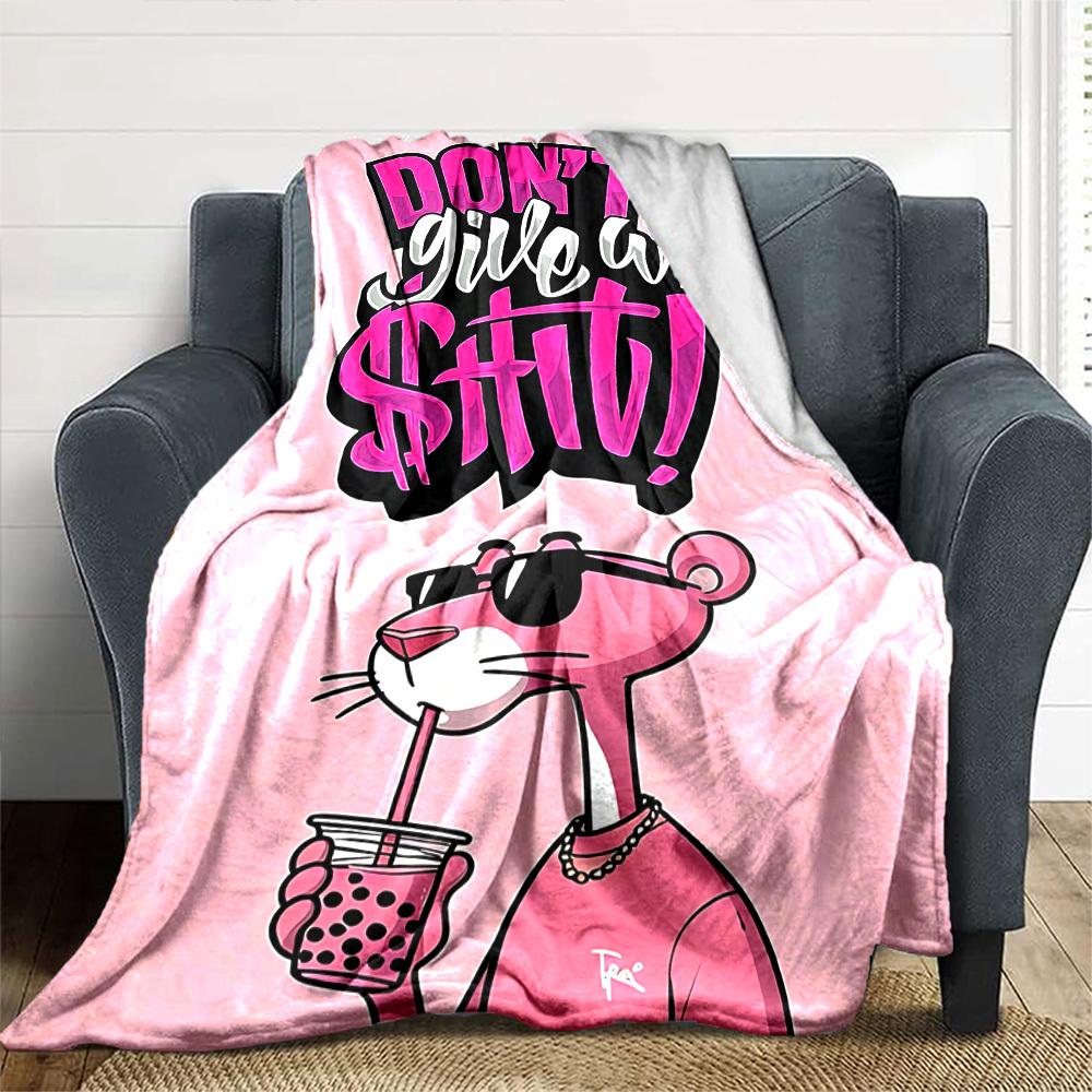 1pc Pink Panther Themed Printed Soft and Comfortable Home Blanket, Small Throw Blanket, Nap Blanket, Suitable As a Gift L049