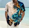 Stylish Colorful Men's Shirt Outdoor Street Short Sleeve Top Laser Printed Pattern