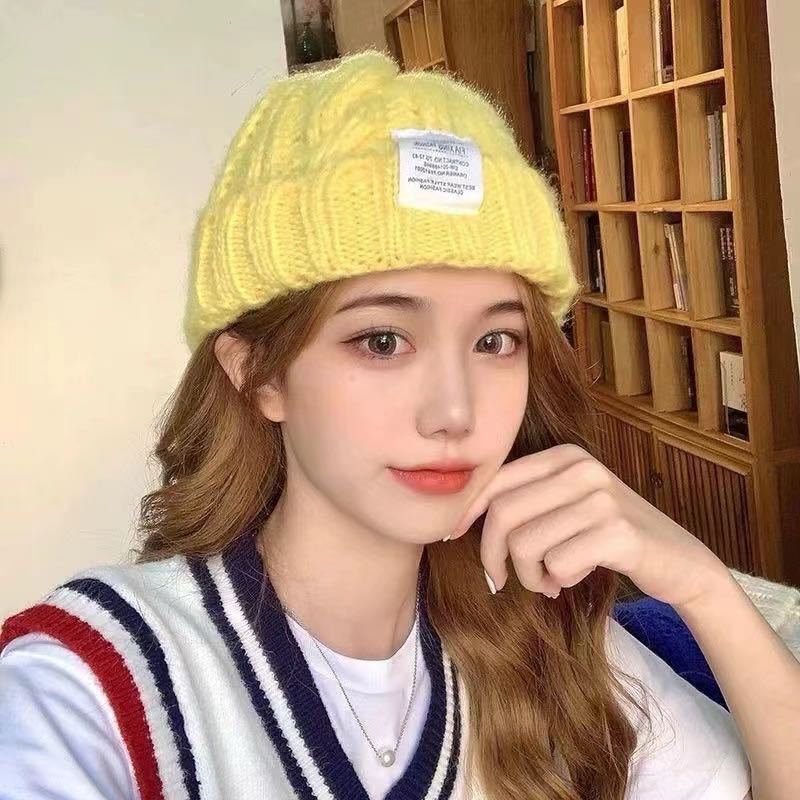 Hat winter men's and women's trendy brand knitted hat big head circumference wool hat autumn and winter warm pile hat new cold hat cotton hat