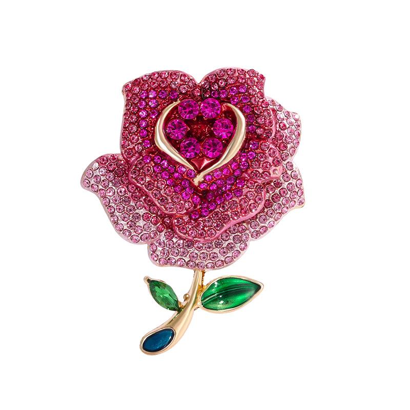 New full diamond rose brooch elegant temperament high-end women s suit coat accessories high-end brooch pin