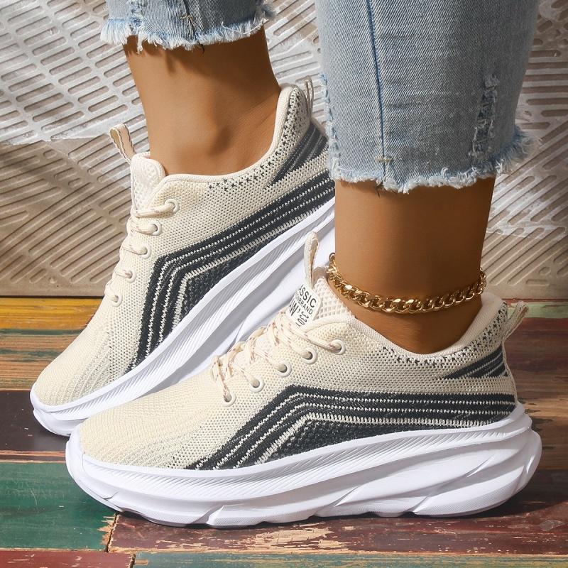 New Hot Selling Women's Vulcanized Shoes Color Matching Mesh Breathable and Comfortable Lace Up Women's Shoes Zapatos