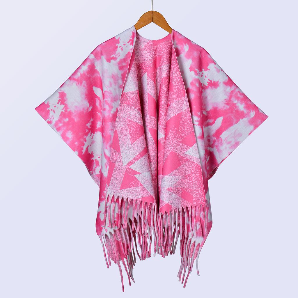 New National Style Ink Double-sided Thickened Shawl with Women's Autumn and Winter Retro High-end Photo Shawl Large Cape