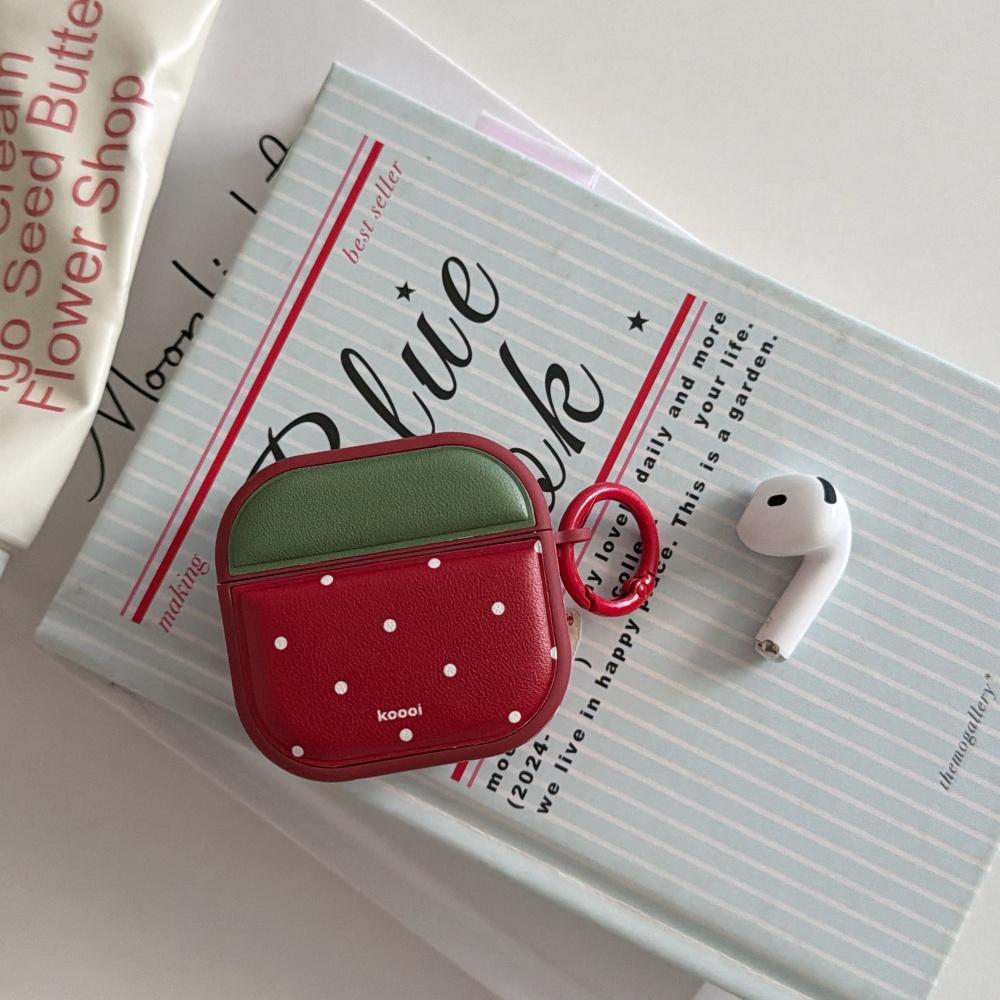 Ins Cute Contrasting Color Strawberry Polka Dot Airpods4 Protective Case Airpod3 Suitable for Apple Pro Earphone Case Second Generation Wireless
