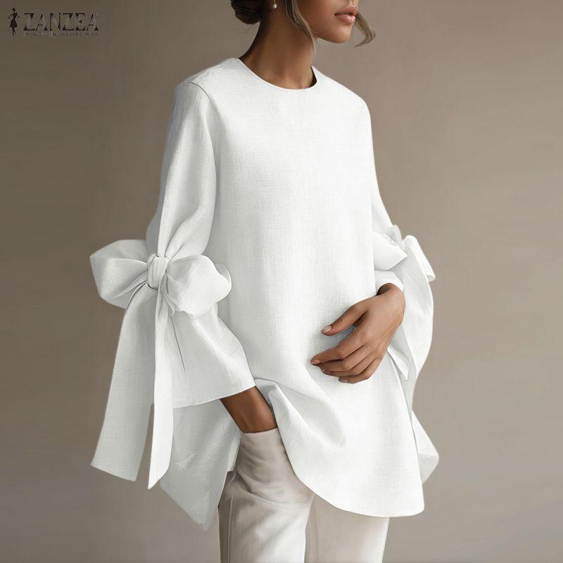 ZANZEA Dámská ležérní halenka s kulatým výstřihem a volným 3/4 rukávem