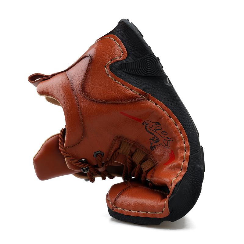 Fashion Men's Casual Shoes Fashion Men's Leather Boots Comfortable Men's Ankle Boots Outdoor High Quality Hiking Boots Men Size 48 Black