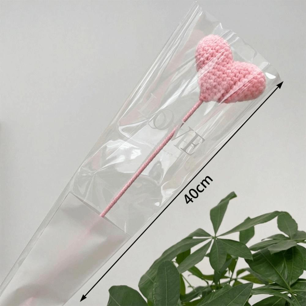Heart Shaped Knitting Flower Carnation Flower Hand Woven Flower Creative DIY Bouquet  Holiday Gifts