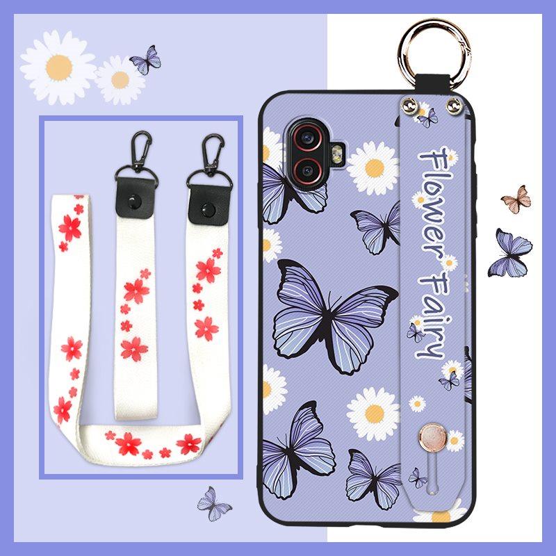 Lanyard Kickstand Phone Case For Samsung Galaxy Xcover6 Pro/SM-G736U/B Oil Painting Wristband Anti-knock Back Cover Ring