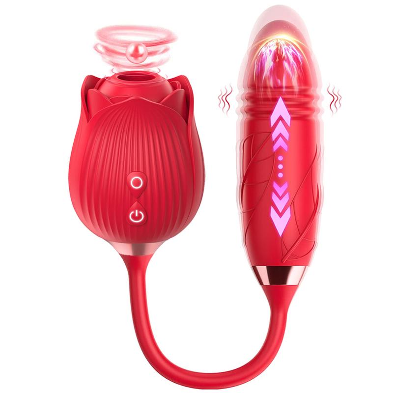 Rose-Sucking Vibrator for Women Clit Sucker Vagina G Spot Thrusting Vibrator Stimulator Female Masturbator Adult Sex Toy