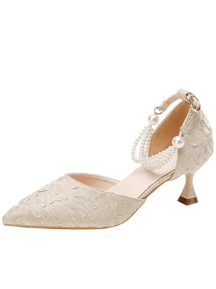 

Мода 2025 Летняя мода Женские туфли-лодочки с острым носком Роскошные сандалии на высоком каблуке с пайетками, бисером и пряжкой Шампань Серебро Вечерние свадебные туфли 42 абрикосовый