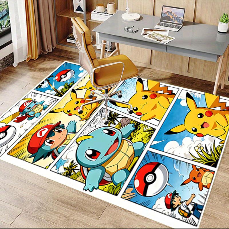 1pc Pikachu Friends Adventure Carpet for Playroom Bedroom Living Room Sofa Home Decor,kids Game Area Rug Non-slip Floor Mat Y72973