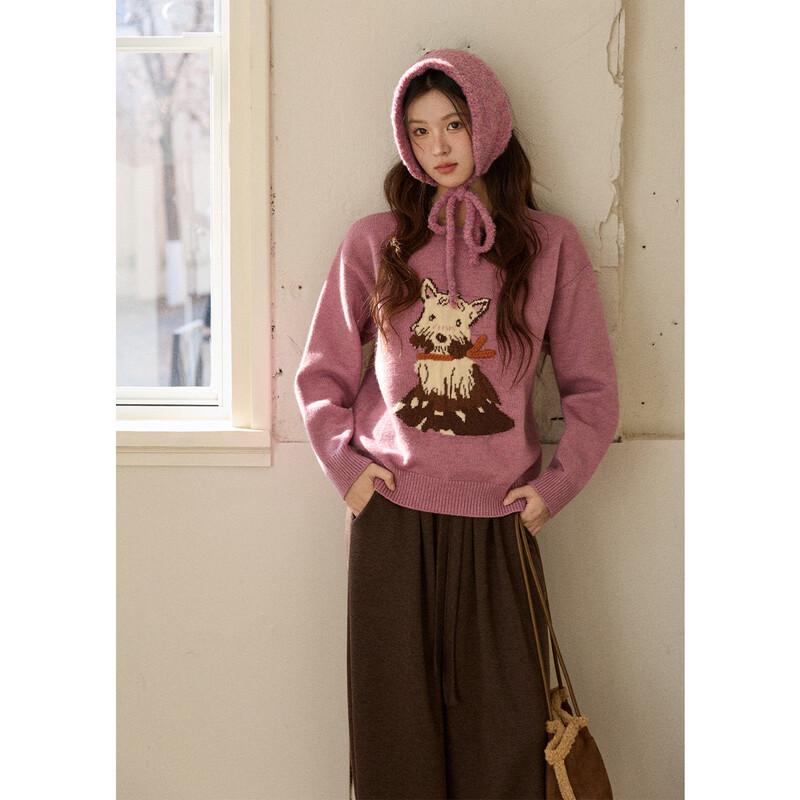 Mixiu Women s Purple Yorkshire Jacquard Knit Sweater M