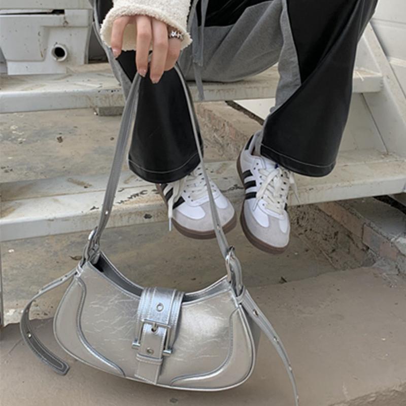 Women's PU Leather Shoulder Bag Armpit Bags Monochromatic Top Handle