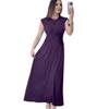 2025 Summer European & American Women's Sleeveless Solid Color Evening Dress with Round Neck