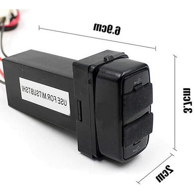 Toyota Dual USB Car Charger with Wiring & Blue Light (3.1A, 32x20mm)