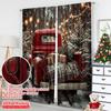 2pcs 2D flat printing Merry Christmas Curtain red pickup gift Versatile Fabric Without Electricity Spring Party & Holiday Decor