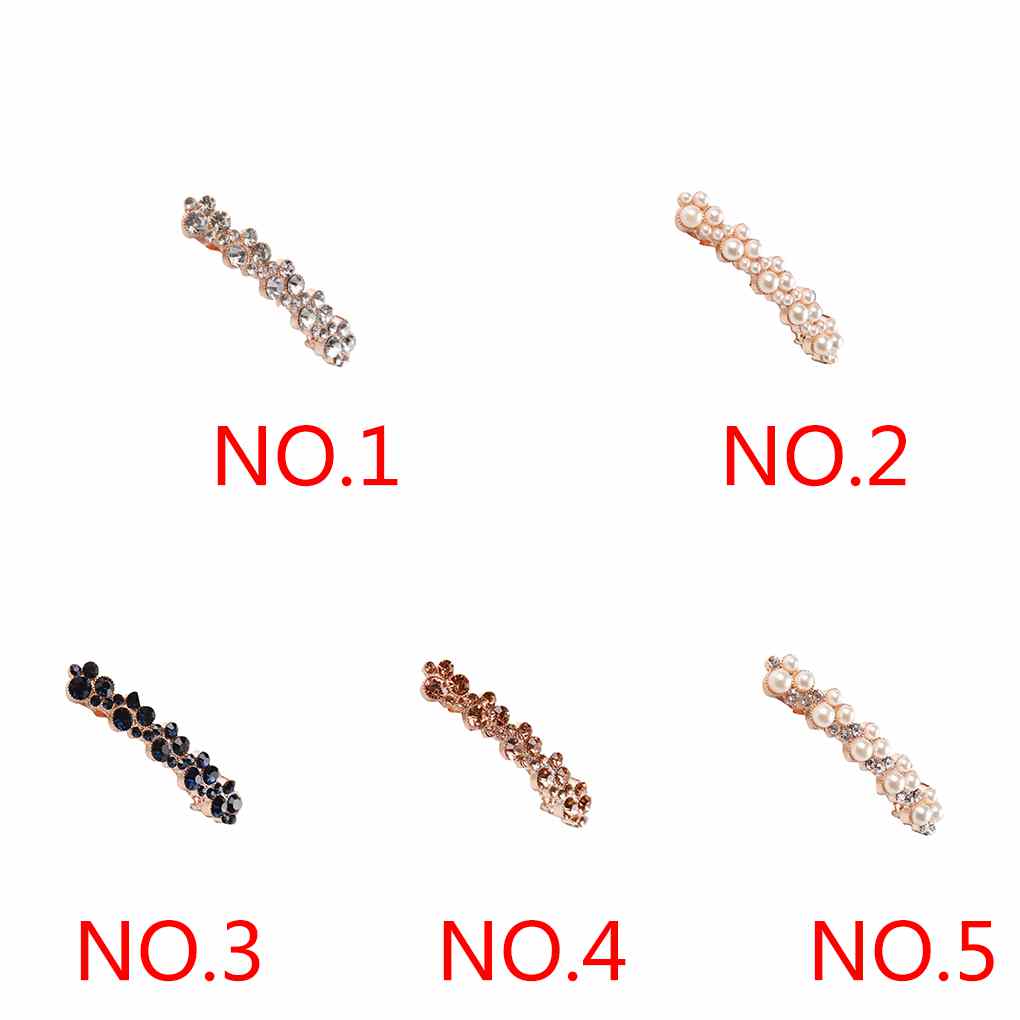 Pearl Rhinestone Studded Hair Clips Alloy Spring Barrette Clamps Hairpins Decorations Accessories