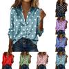 Dames Blouse Print Knoop Lange Mouw Casual Basic Shirt Kraag Regular Top