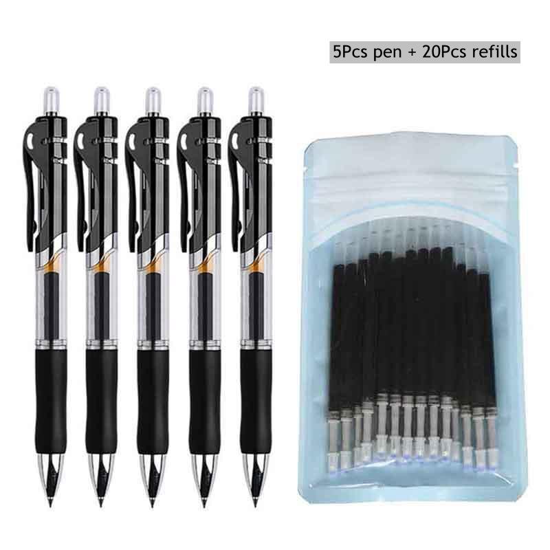 Retractable Ballpoint pen Black/Red/Blue Ink Gel pen handle Gel pen Refills Rod School Office Supplies Stationery