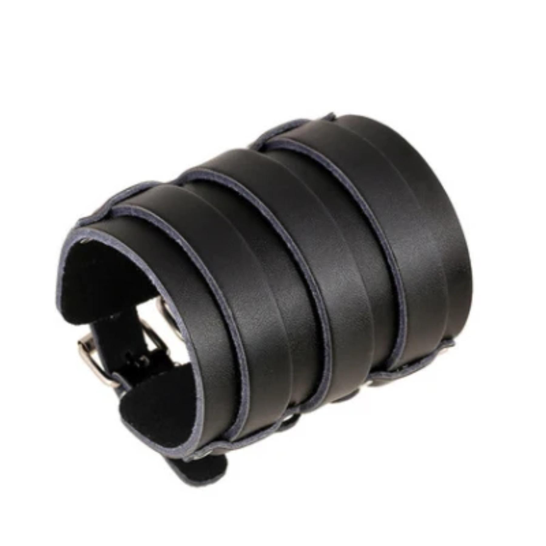 Преувеличенный Панк Кожаный Браслет Женский Панк Браслет Мужской Простой Однотонный Широкий Кожаный Многослойный Йога Украшение Подарок на Праздник