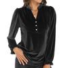 Women's Solid Color Gold Velvet Fashionable Long Sleeved T-shirt Pullover Top